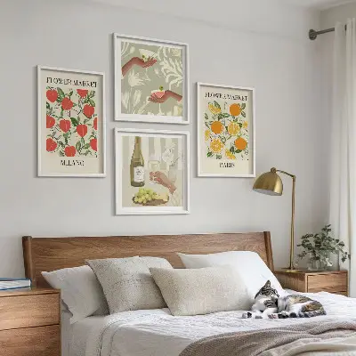 Galería de pared diseño con flores de vino Milán París