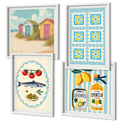 Set de cuadros modernos para salón Ilustraciones de la cocina mediterránea