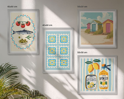 Set de cuadros modernos para salón Ilustraciones de la cocina mediterránea