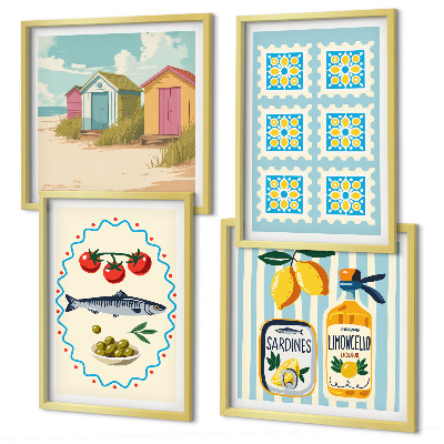 Set de cuadros modernos para salón Ilustraciones de la cocina mediterránea