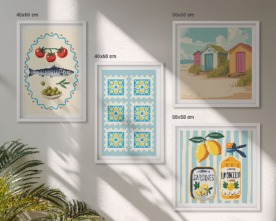 Set de cuadros modernos para salón Ilustraciones de la cocina mediterránea