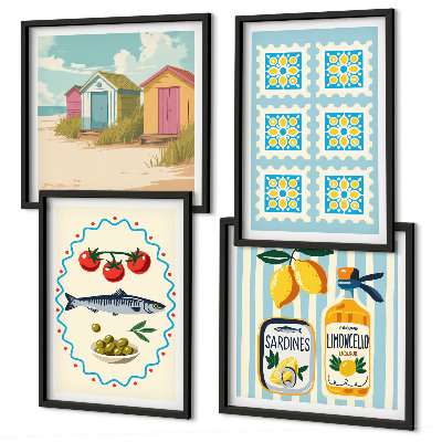 Set de cuadros modernos para salón Ilustraciones de la cocina mediterránea