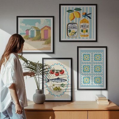 Set de cuadros modernos para salón Ilustraciones de la cocina mediterránea