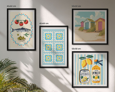 Set de cuadros modernos para salón Ilustraciones de la cocina mediterránea
