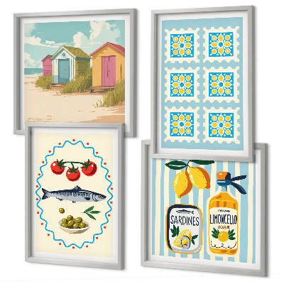 Set de cuadros modernos para salón Ilustraciones de la cocina mediterránea