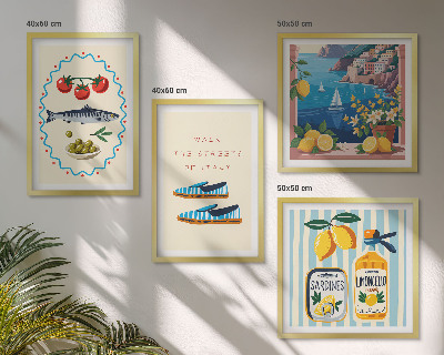 Set de 4 cuadros para salón Imágenes coloridas con sabores italianos