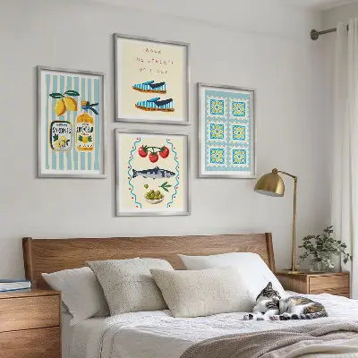 Galería de pared con patrones de frutas y cultura italiana