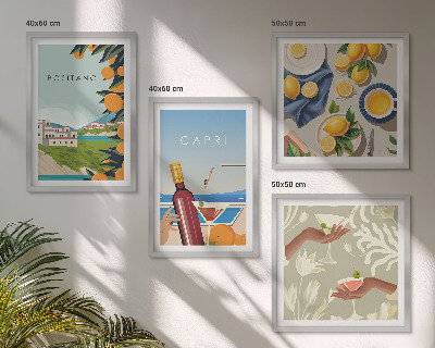 Set de cuadros modernos para salón Vacaciones italianas con limón en Capri