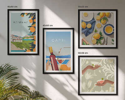 Set de cuadros modernos para salón Vacaciones italianas con limón en Capri