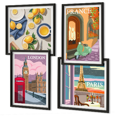 Galería de pared Paisajes urbanos de París, Londres y Francia