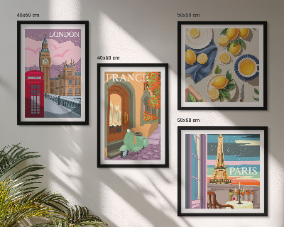 Galería de pared Paisajes urbanos de París, Londres y Francia