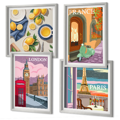 Galería de pared Paisajes urbanos de París, Londres y Francia