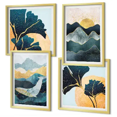 Galería de pared con diseño de montañas abstractas estéticas