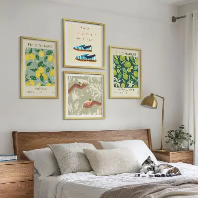 Set de 4 cuadros para salón con estampados de carteles italianos de frutas