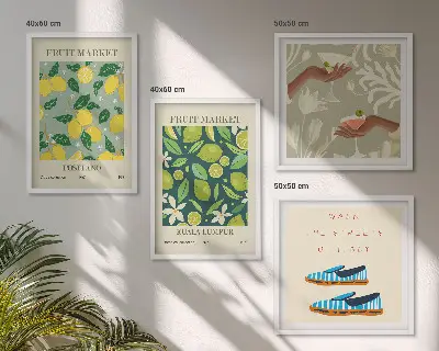 Set de 4 cuadros para salón con estampados de carteles italianos de frutas