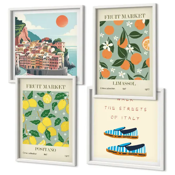 Galería de pared con patrones frutales de la cultura italiana