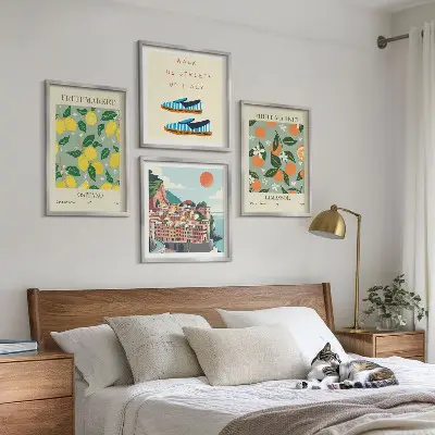 Galería de pared con patrones frutales de la cultura italiana