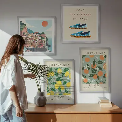 Galería de pared con patrones frutales de la cultura italiana