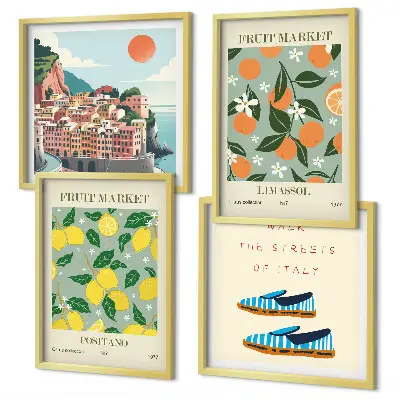 Galería de pared con patrones frutales de la cultura italiana