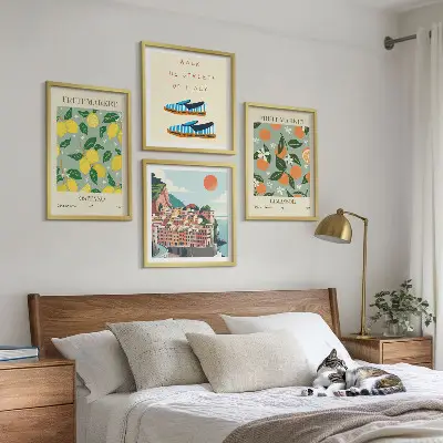 Galería de pared con patrones frutales de la cultura italiana