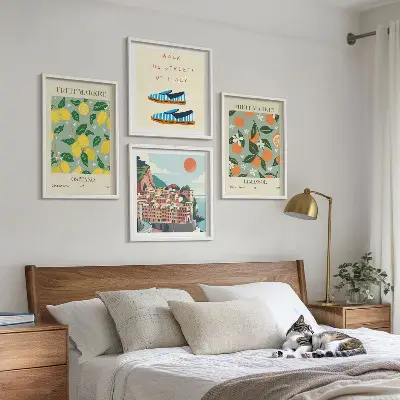 Galería de pared con patrones frutales de la cultura italiana
