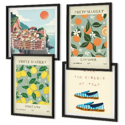 Galería de pared con patrones frutales de la cultura italiana