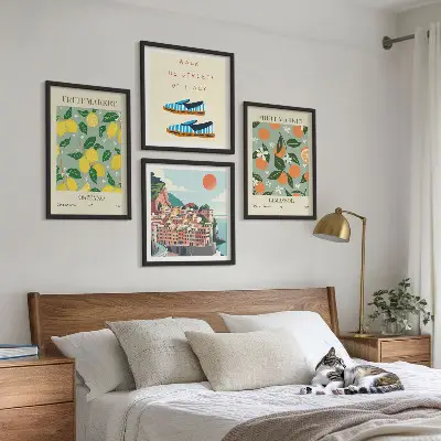 Galería de pared con patrones frutales de la cultura italiana