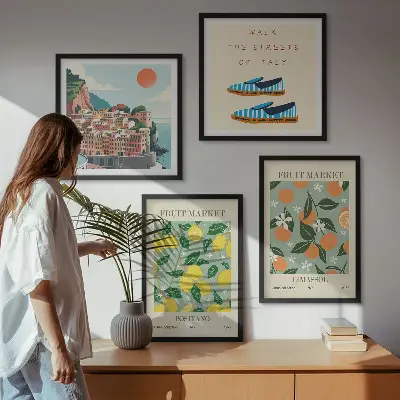 Galería de pared con patrones frutales de la cultura italiana
