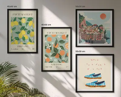 Galería de pared con patrones frutales de la cultura italiana