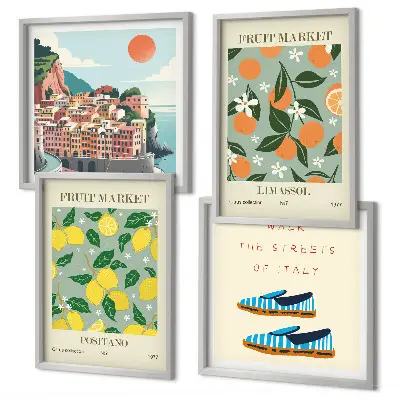 Galería de pared con patrones frutales de la cultura italiana