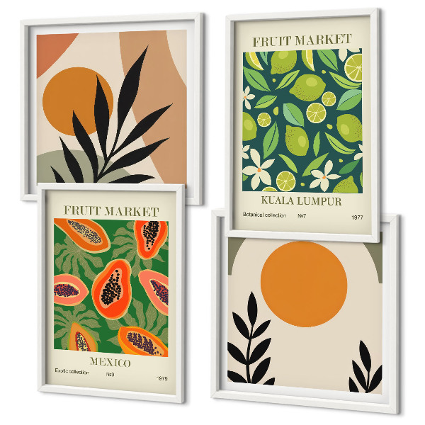 Set de cuadros modernos para salón estampados de papaya estilo boho