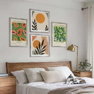 Set de cuadros modernos para salón estampados de papaya estilo boho