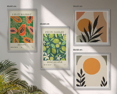 Set de cuadros modernos para salón estampados de papaya estilo boho