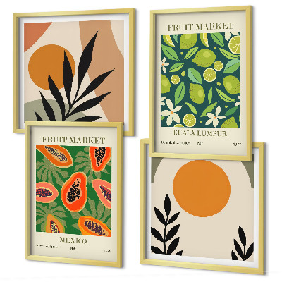 Set de cuadros modernos para salón estampados de papaya estilo boho