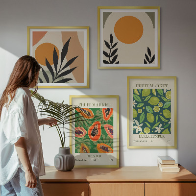 Set de cuadros modernos para salón estampados de papaya estilo boho