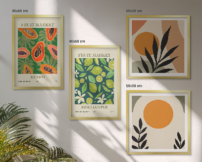 Set de cuadros modernos para salón estampados de papaya estilo boho