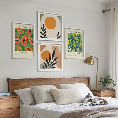 Set de cuadros modernos para salón estampados de papaya estilo boho