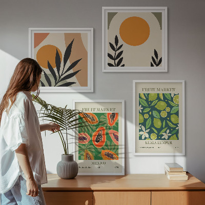 Set de cuadros modernos para salón estampados de papaya estilo boho