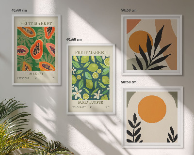 Set de cuadros modernos para salón estampados de papaya estilo boho