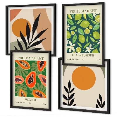 Set de cuadros modernos para salón estampados de papaya estilo boho