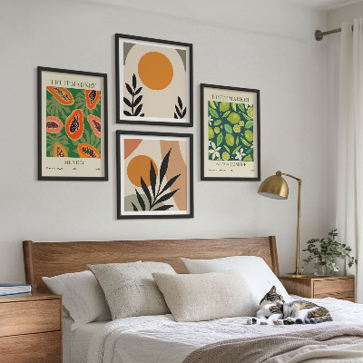 Set de cuadros modernos para salón estampados de papaya estilo boho
