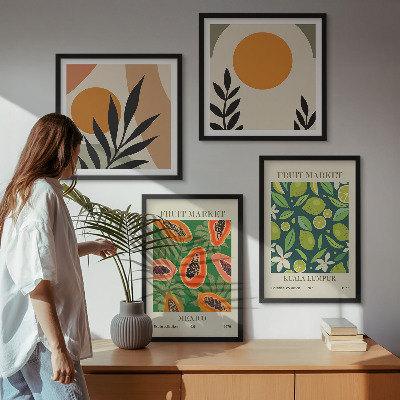 Set de cuadros modernos para salón estampados de papaya estilo boho