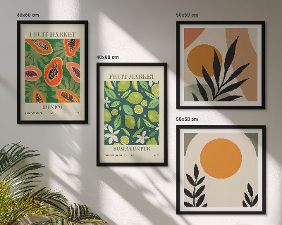 Set de cuadros modernos para salón estampados de papaya estilo boho