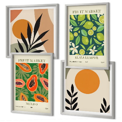 Set de cuadros modernos para salón estampados de papaya estilo boho