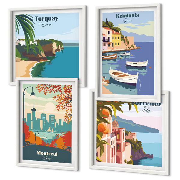 Galería de pared Vistas retro de ciudades de todo el mundo