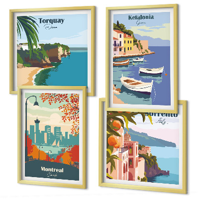 Galería de pared Vistas retro de ciudades de todo el mundo