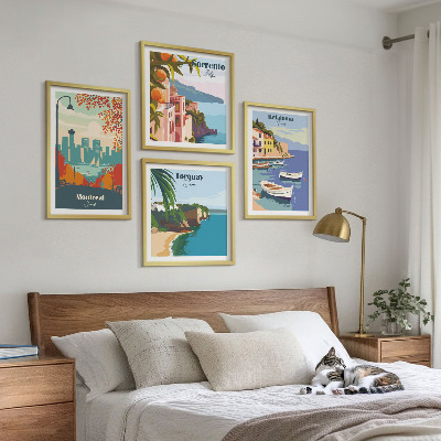 Galería de pared Vistas retro de ciudades de todo el mundo