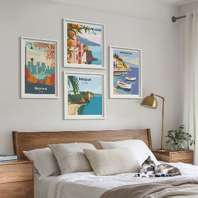 Galería de pared Vistas retro de ciudades de todo el mundo