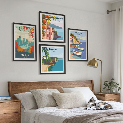 Galería de pared Vistas retro de ciudades de todo el mundo
