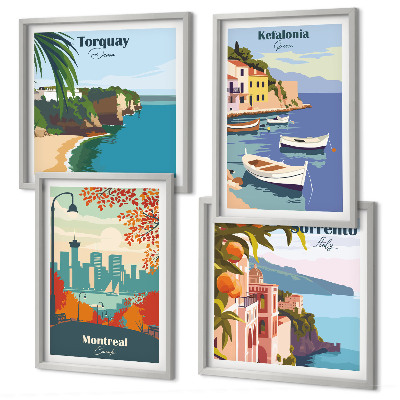 Galería de pared Vistas retro de ciudades de todo el mundo
